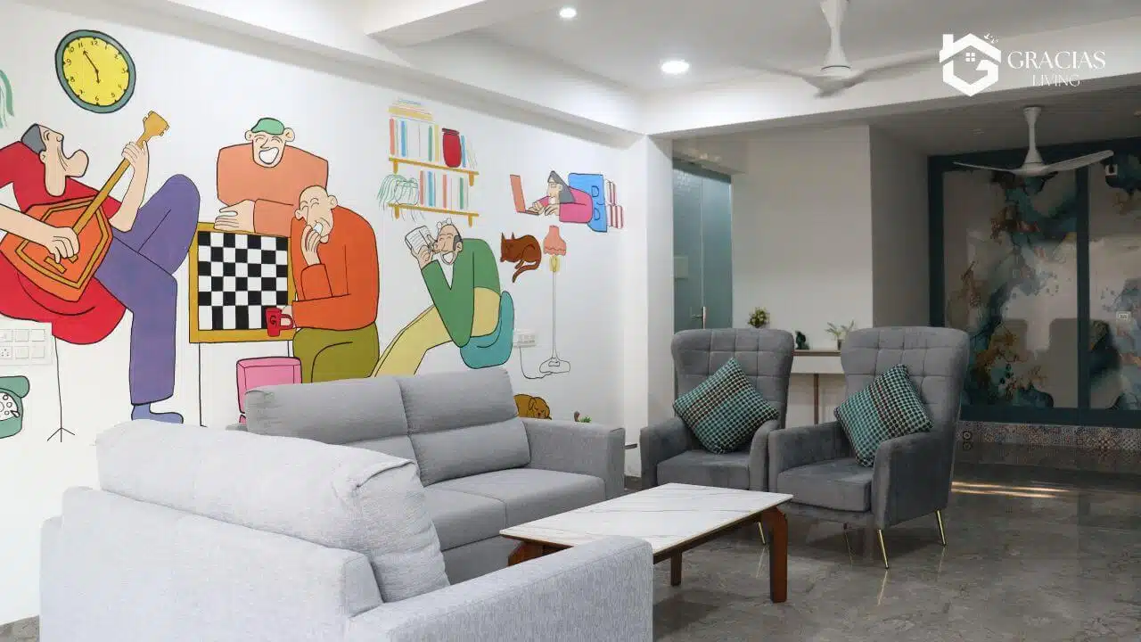 A resident room at Gracias Living in Gurgaon