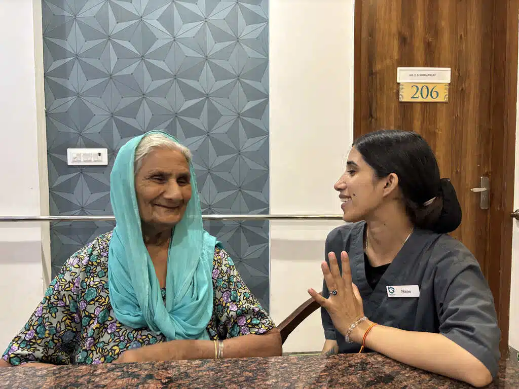 senior women getting cared at assisted living facility