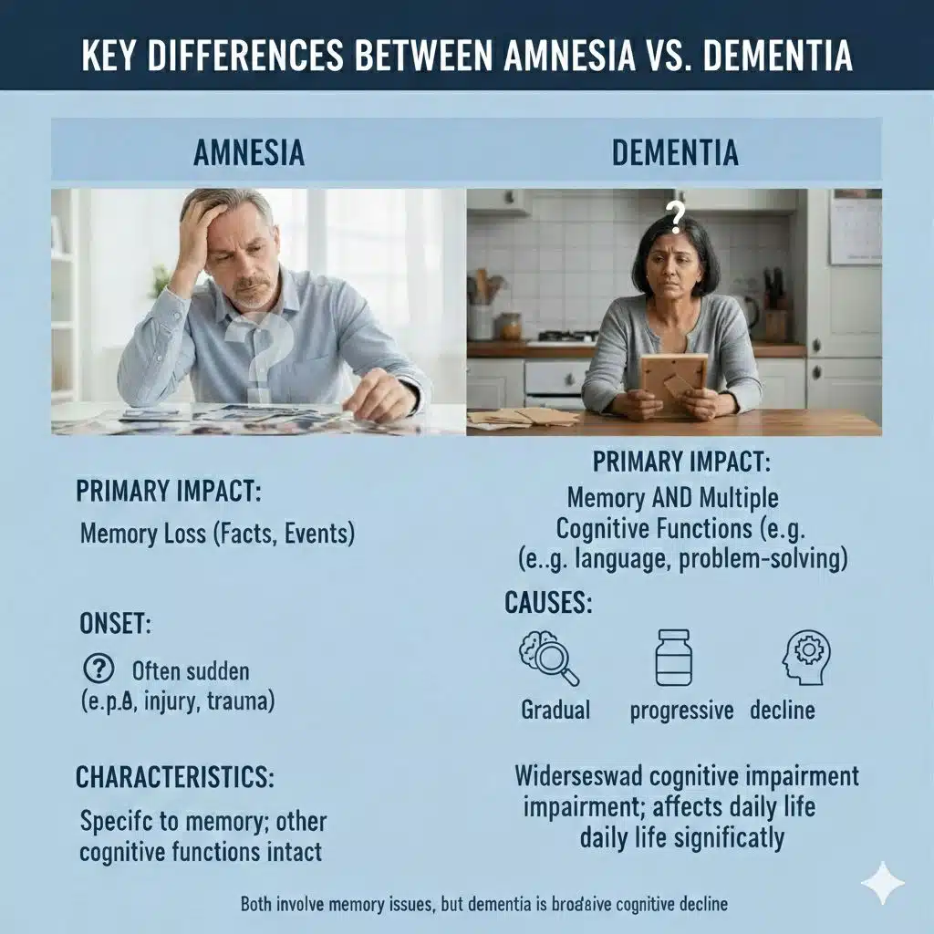 Key Differences Between Amnesia vs Dementia